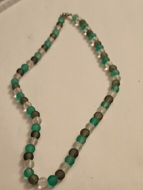 Teal Frosted Bead Necklace - Women Jewelry